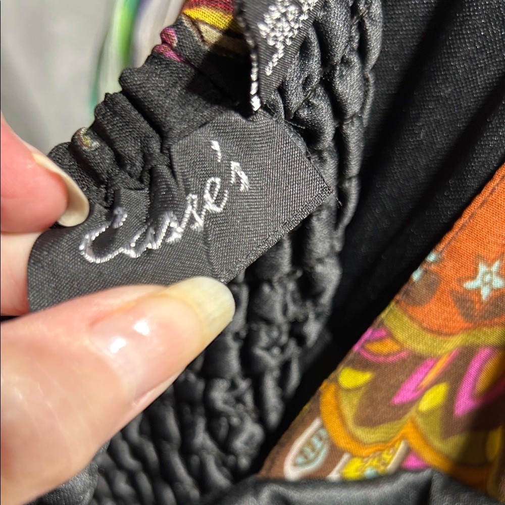 Black Paisley Midi Slip Dress with Pink & Teal Accents - Picture 8 of 8